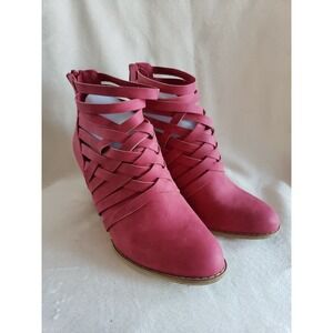 MI.IM URBAN-05 Women's Comfy Cut Out Back Zip Chunky Dress Ankle Bootie,